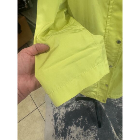 Talbots Womens Yellow Lime Greem Raincoat Jacket M Water-Resistant Lightweight - Picture 12 of 12
